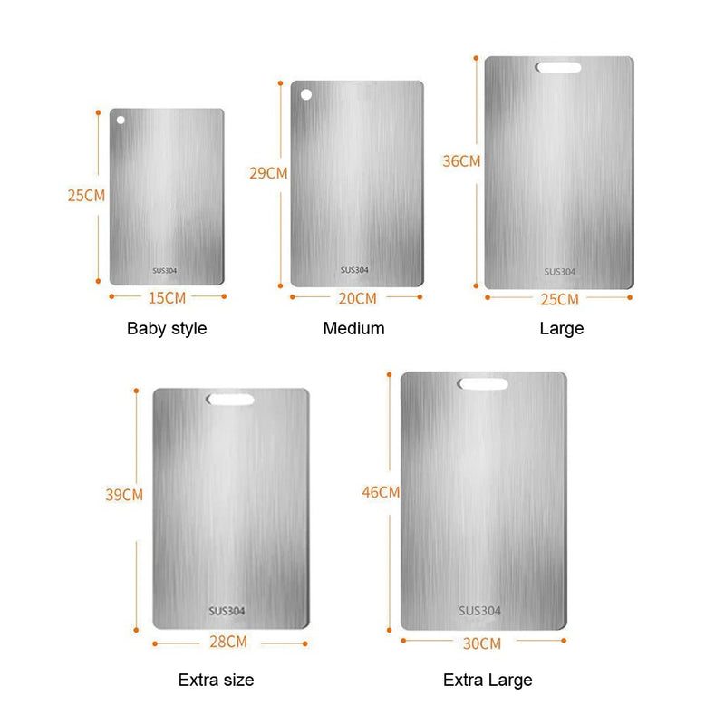 KitchenAed 316 Stainless Steel Panel and Chopping Board Kitchen Household Thickened Double Sided Cutting Board Block Kneading Dough Board