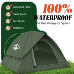 3–4 Person Waterproof Dome Camping Tent – Windproof Easy Setup with Removable Shelter