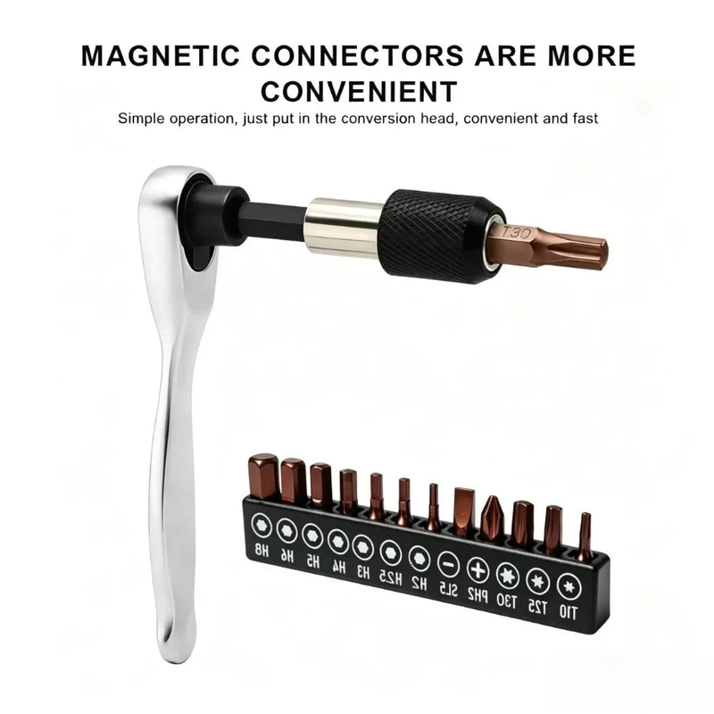 Father's Day Special 14in1 Multifunction 90 Degree Ratchet Screwdriver Set Match 12Pcs L25mm Bits Mini Repair Tool Kit For Bicycle DIY Household Tool