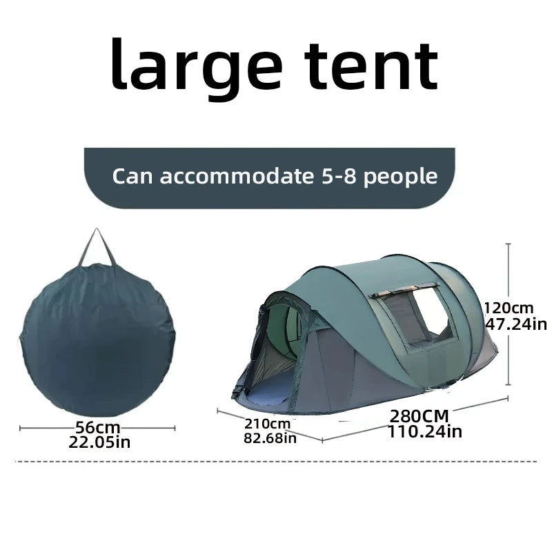 5–8 Person Waterproof Family Camping Tent – Automatic Quick Open