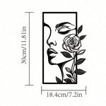 CIFBUY Woman Flower Metal Wall Art Decor Modern Home Gift Aesthetic Portrait Face Outline Bedroom Room Decor