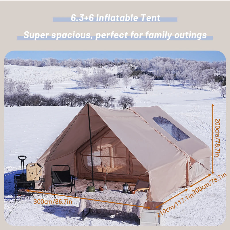 Pakicetus Large Inflatable camping tent 4-8 people with windows portable water-resistant camping tent