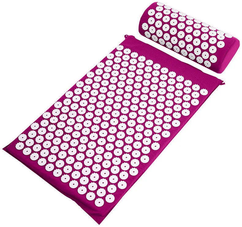 Acupressure Mat Sensi Massage Mat Pillow Set  applicator for Neck Foot Yoga Mat with Needle Back Cushion