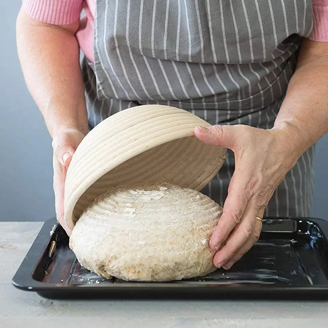 KeMorii Natural Rattan Bread Proofing Basket Handmade Rattan Wicker Baking Bowl Dough Fermentation Sourdough Banneton Bread Basket