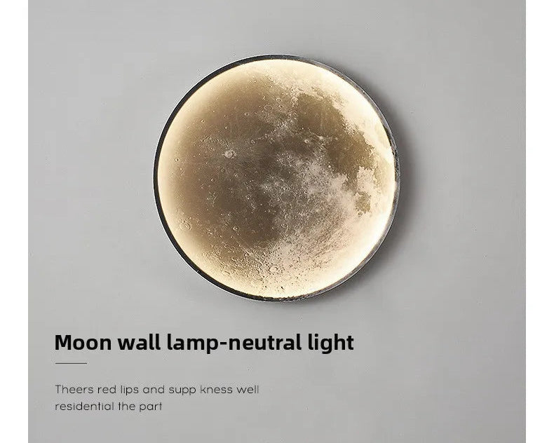Nawongo Dimmable Indoor Creative Wall Mounted Ceiling Light Creative Bedside Living Room Round Decoration Modern LED Moon Wall 50cm Wall Light