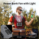 Socool 14500mAh Portable Waist Fan Dual Airflow Outlet Turbo Motors with Four Clips Emergency Flashlight Power Bank