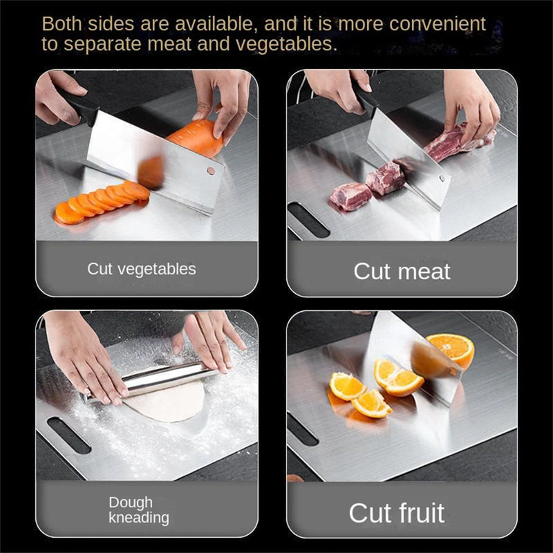 KitchenAed 316 Stainless Steel Panel and Chopping Board Kitchen Household Thickened Double Sided Cutting Board Block Kneading Dough Board