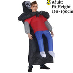 Adult Inflatable Grim Reaper Carrying Person Costume Scary Halloween Cosplay Outfit for Party, Pranks, Performances & Stage Shows