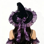 Gothic Lolita Witch Hat – Satin Bow, Lace & Star Pendant Bendable Masquerade Costume Hat for Women, Halloween Party & Cosplay
