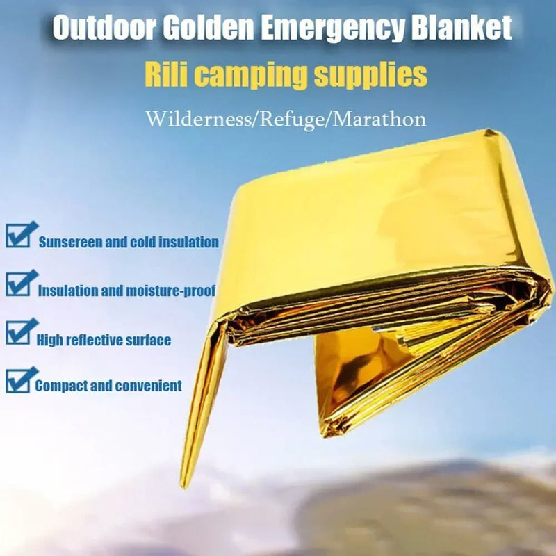 Emergency Thermal Poncho Blanket Lightweight Water-Resistant Windproof Sunshade Reusable First Aid Mat Pad Cover