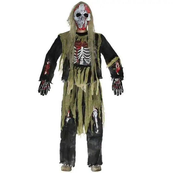 Halloween Zombie Costume for Kids & Adults – Scary Skeleton Living Dead Monster Costume, Spooky Ghost Outfit for Halloween Parties