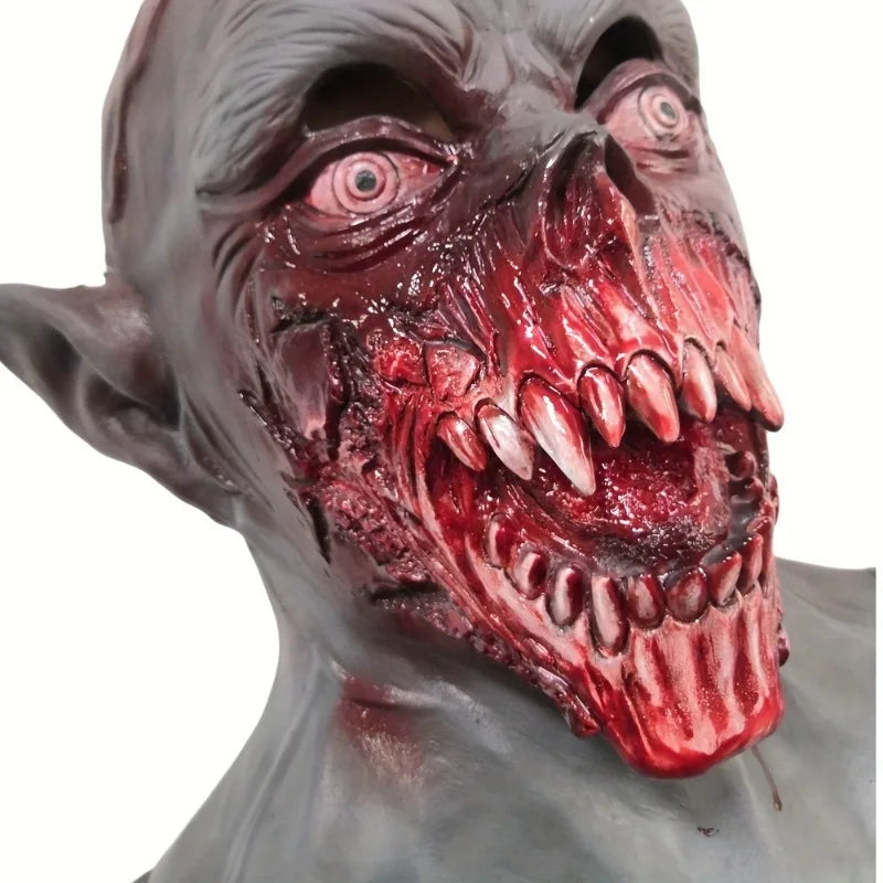 Realistic Vampire Horror Mask – Bloody Demon Zombie Full-Head & Neck Latex Mask for Halloween Cosplay