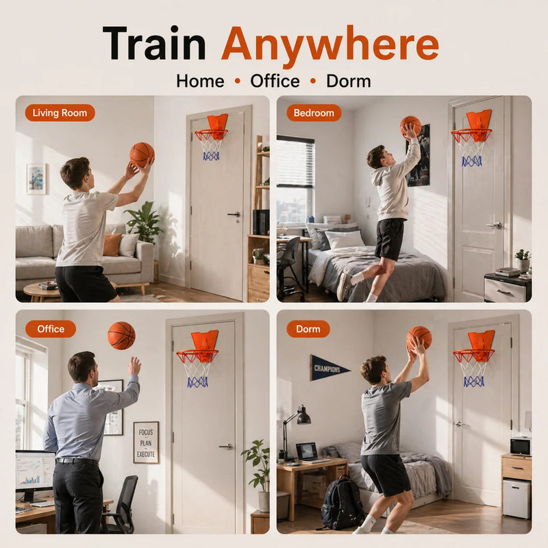 Silent Basketball Hoop Set, Indoor Foam Basketball with Mini Hoop, No Noise Training Ball for Home, Apartment & Kids Practice