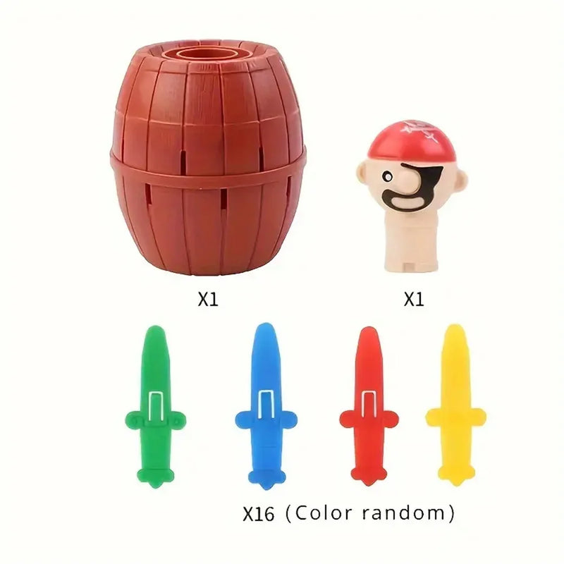 Pirate Barrel Game Interactive Pop-Up Pirate Toy Bucket with Swords Puzzle Action Game
