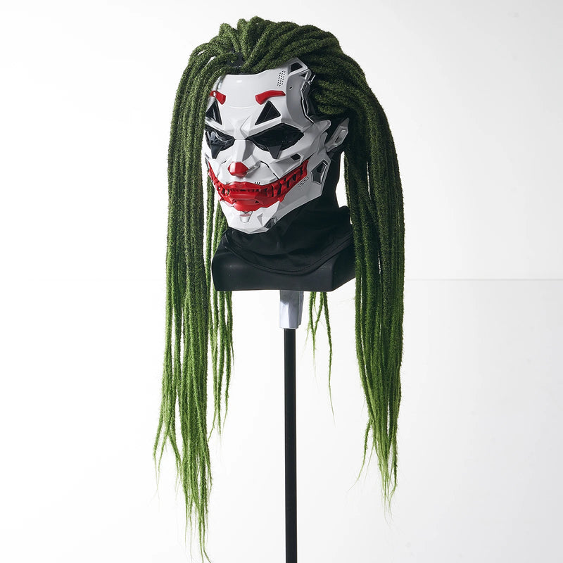 Cyberpunk Clown Mask with Braids – 2D Resin Cosplay Mask, Halloween Anime Role-Playing Prop, Costume Gift & Toy