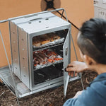 Outdoor Camping Folding Oven Baking Smoker BBQ Grill Insulation Picnic Barbecue Stove Cookware Portable Stainless Steel Oven