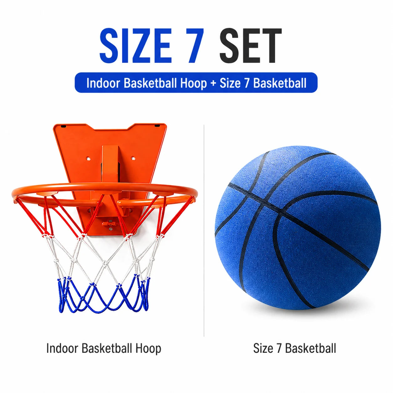 Silent Basketball Hoop Set, Indoor Foam Basketball with Mini Hoop, No Noise Training Ball for Home, Apartment & Kids Practice