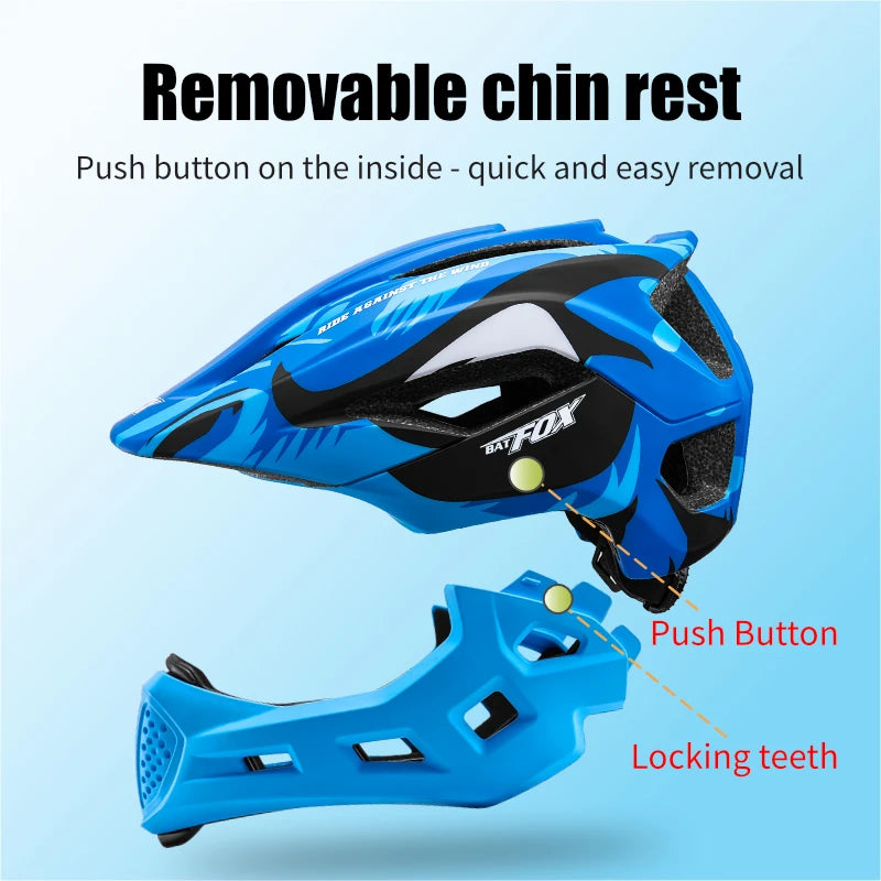 BATFOX Child Bicycle Helmet MTB Detachable Kids Full Face Helmet for Children Motorcycle Casco Bicicleta MTB Motocross Helmet