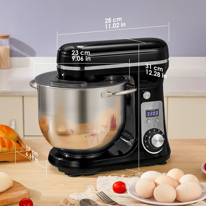 BioloMix Kitchen Food Stand Mixer, Blender, Quiet Motor, Cream Egg Whisk, Whip Dough Kneader, 6-Speed, 1200 W, 6 L
