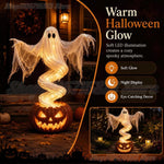 Swirling Ghost Pumpkin LED Yard Lamp – Halloween Outdoor Garden Floor Light & Spooky Pumpkin Decoration