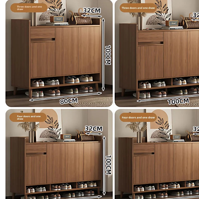 MOYU Multi-Function Pine Wood Shoe Cabinet Storage Furnitur Modern Freestanding Entryway Shoe Rack with Home Organization Furniture