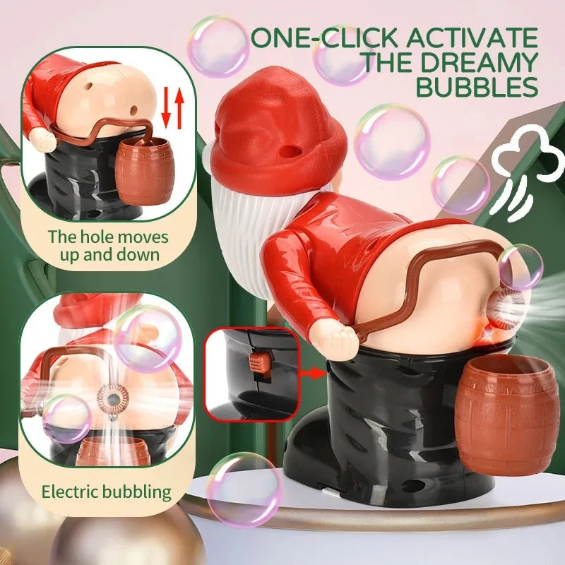 Christmas Santa Butt Bubble Machine with Music & Lights for Kids