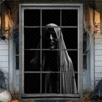 Halloween Horror Window Curtain Banner – Witch, Zombie & Ghost Hanging Decoration
