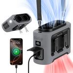 Socool 14500mAh Portable Waist Fan Dual Airflow Outlet Turbo Motors with Four Clips Emergency Flashlight Power Bank