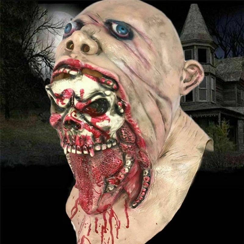 Realistic Scary Zombie Mask – Creepy Horror Face Mask for Adults, Halloween Costume Prop, Zombie Cosplay & Carnival Party Accessory
