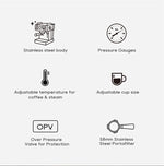HiBREW 20Bar Semi Automatic Espresso Coffee Machine Temperature Adjustable 58mm Portafilter Cold/Hot Coffee Maker Metal
