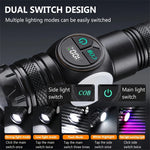 Gondiah Camping High Strong Power LED Flashlights USB Rechargeable Magnetic Tactical Torch with COB Side Light Camping Fishing Zoom Lantern