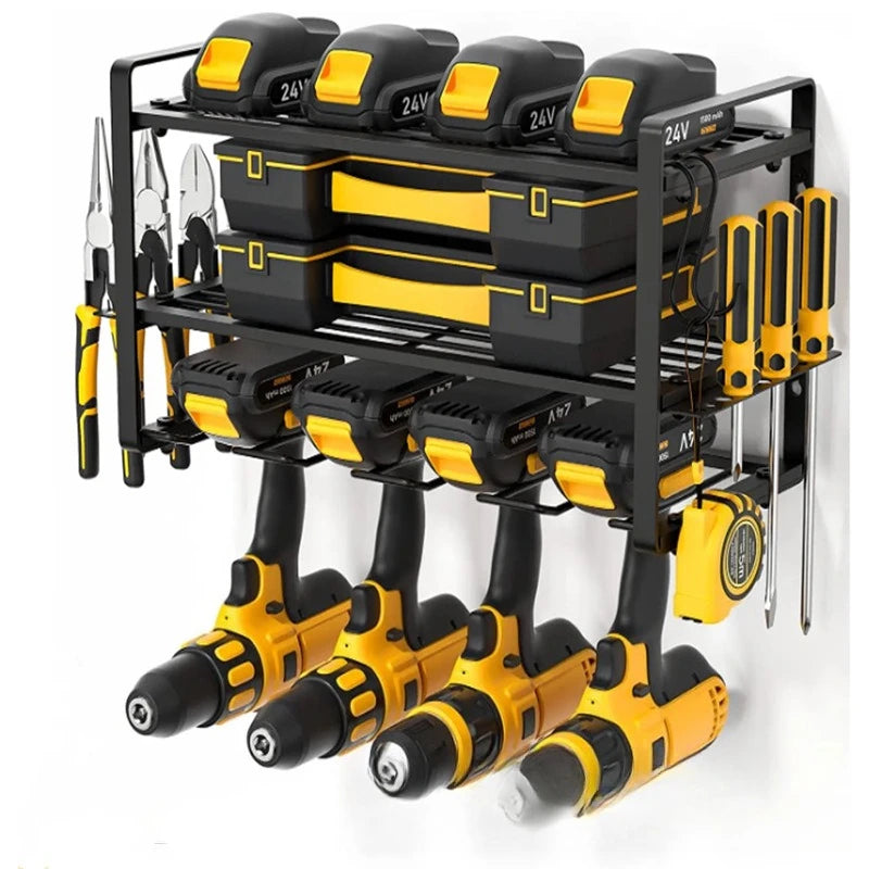Ishmet Power Tool Organizer Wall Mount Heavy Duty Metal Tool Shelf Cordless Drill Hanger Storage Rack Tool Holder for Workshop Pegboard