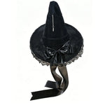 Gothic Lolita Witch Hat – Satin Bow, Lace & Star Pendant Bendable Masquerade Costume Hat for Women, Halloween Party & Cosplay