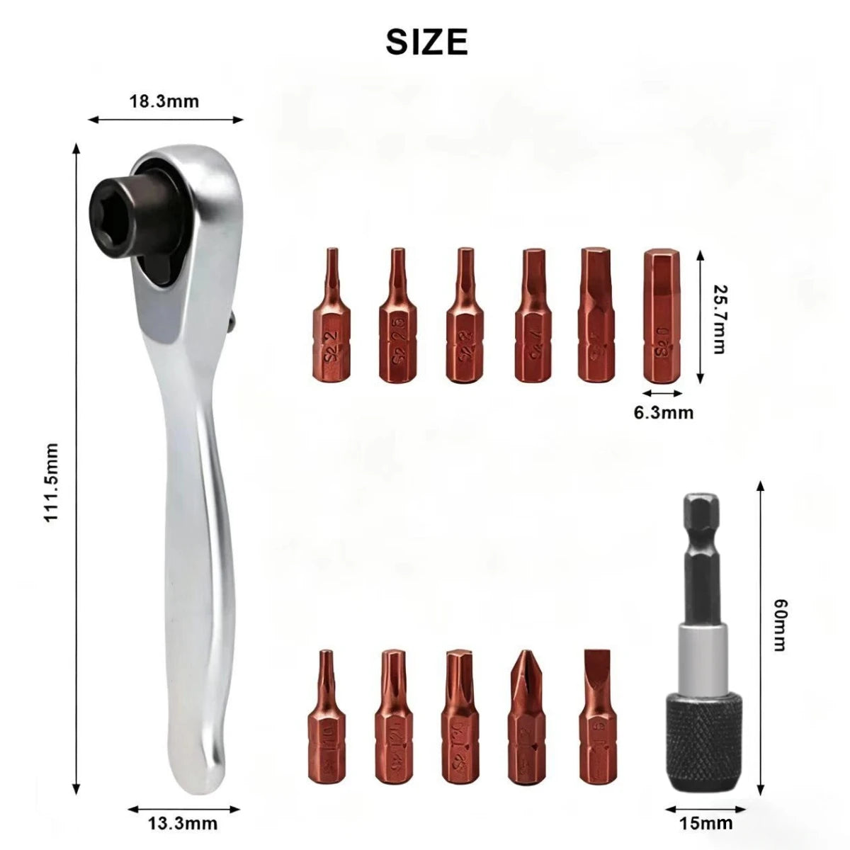 Father's Day Special 14in1 Multifunction 90 Degree Ratchet Screwdriver Set Match 12Pcs L25mm Bits Mini Repair Tool Kit For Bicycle DIY Household Tool
