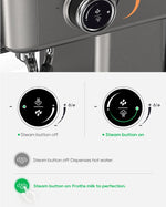 HiBREW 20Bar Semi Automatic Espresso Coffee Machine Temperature Adjustable 58mm Portafilter Cold/Hot Coffee Maker Metal