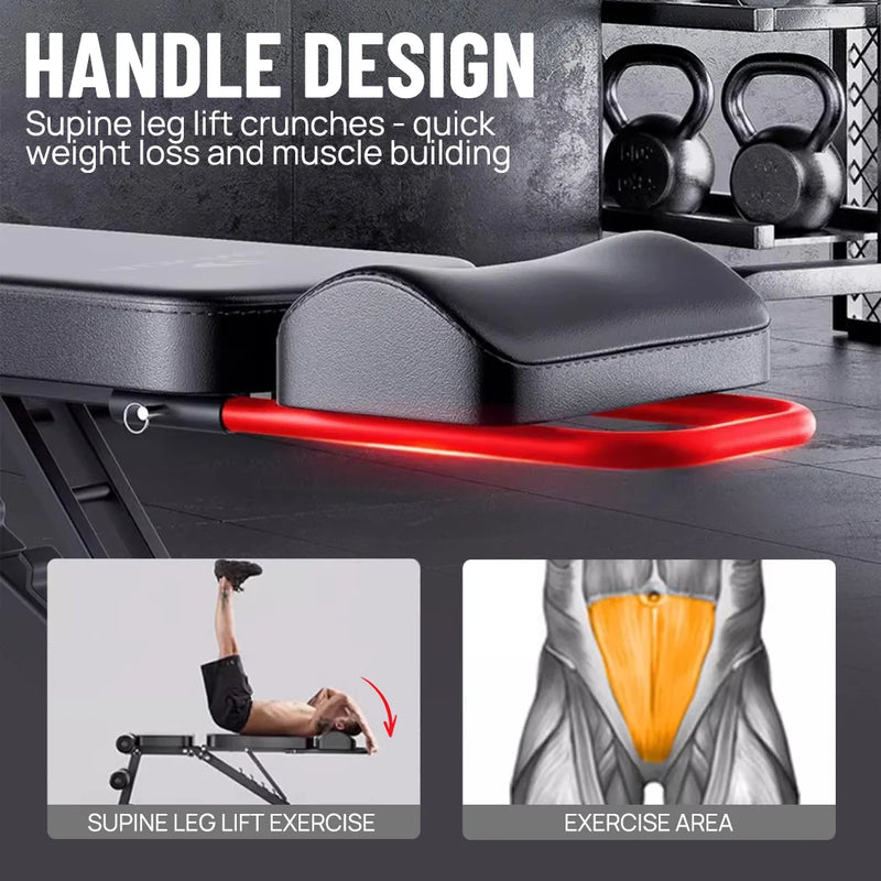 PORIYA 9 in 1 Foldable Adjustable Weight Bench Fitness Bench Adjustable Bench Gym