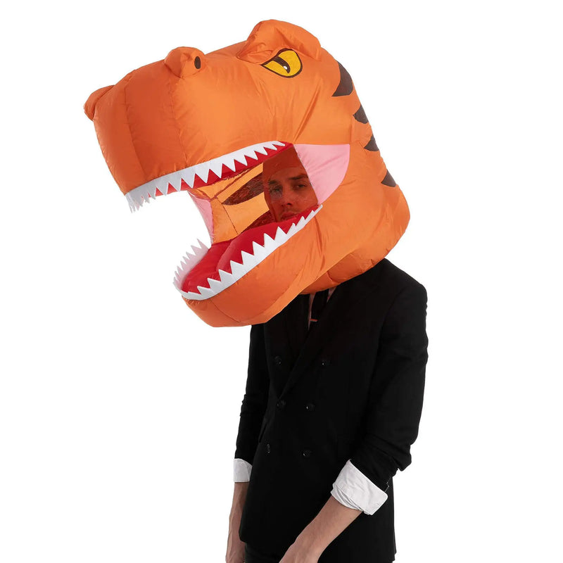 Halloween Inflatable Dinosaur Helmet – Dragon Head Costume Mask, Fun Party Prop & Cosplay Costume Accessory