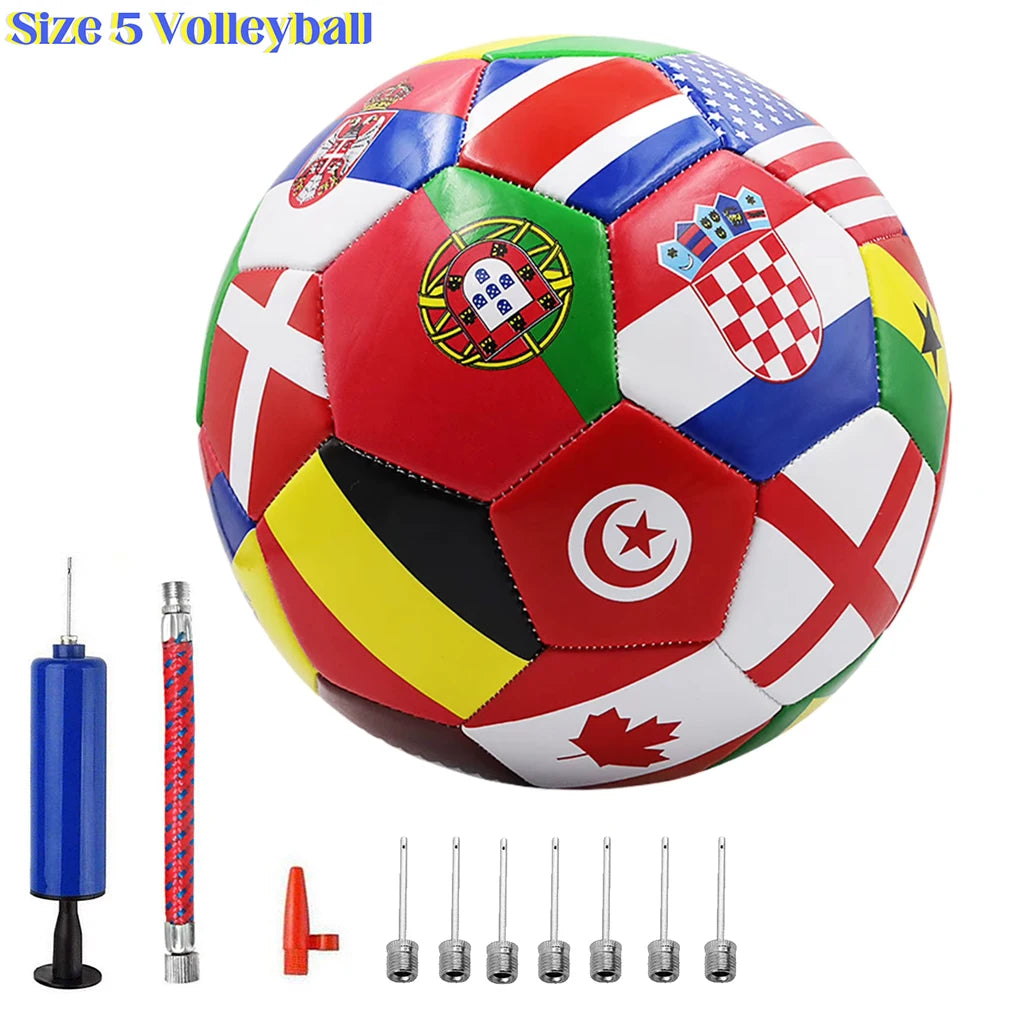 National Flag Printed Football Size 5 Official Match Soccer Ball PVC 2.7mm Thickened Team Training Ball for Outdoor Sports