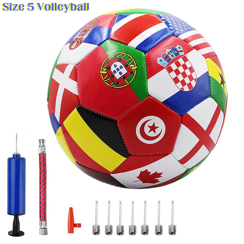 National Flag Printed Football Size 5 Official Match Soccer Ball PVC 2.7mm Thickened Team Training Ball for Outdoor Sports