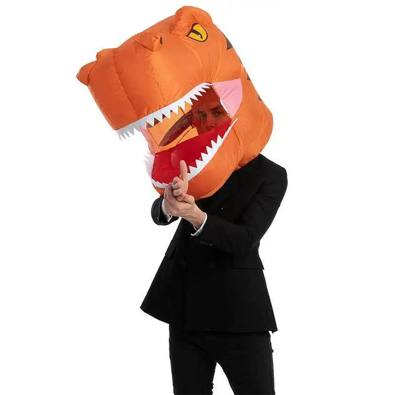 Halloween Inflatable Dinosaur Helmet – Dragon Head Costume Mask, Fun Party Prop & Cosplay Costume Accessory