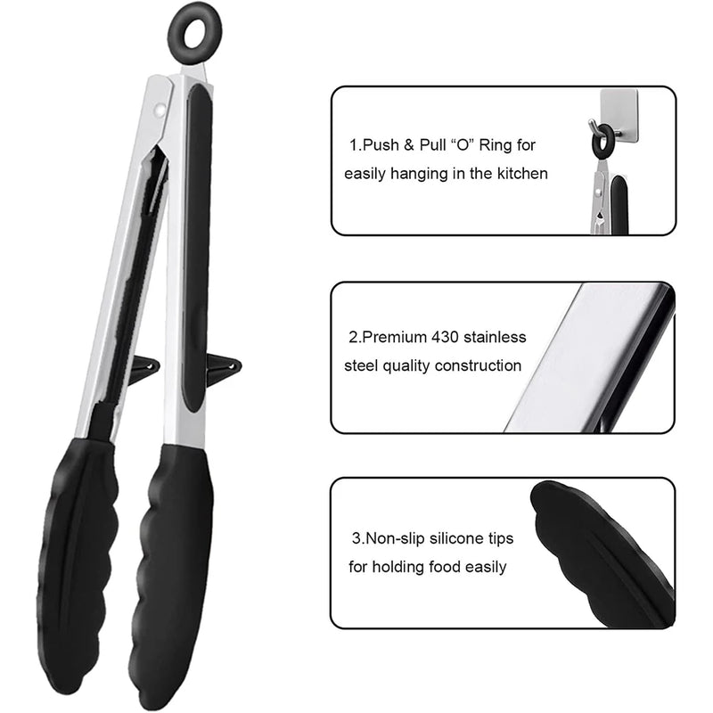east Essentials Kitchen Tongs Silicone Food Tongs Non Stick Cooking Serving Tongs For BBQ Salad Steak Pasta Spaghetti Noodles