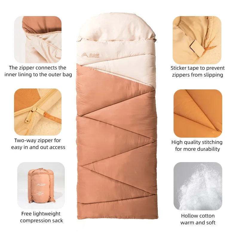 BISINNA Sleeping Bag with Liner 3 Season Portable Envelope Camping Sleeping