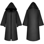 Medieval Plague Doctor Mask & Cloak Costume Set for Adults & Kids, Black Hooded Robe for Halloween Cosplay, Roleplay & Parties
