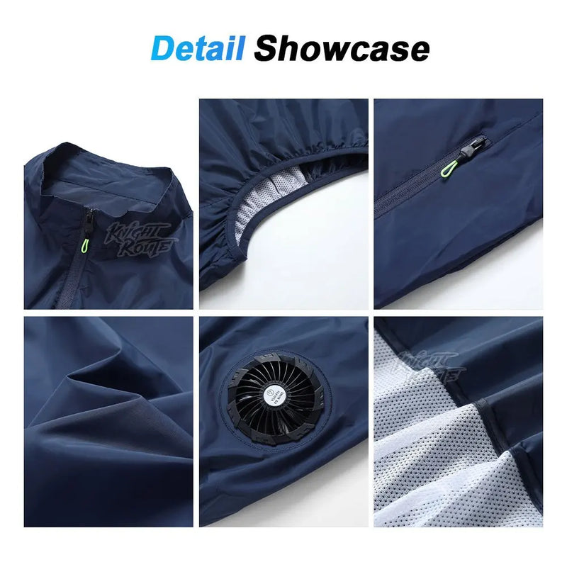 Lightweight Outdoor Cooling Vest - Men's 3-Speed 9-Blade Fan System for Camping, Fishing, Construction & Heat Relief