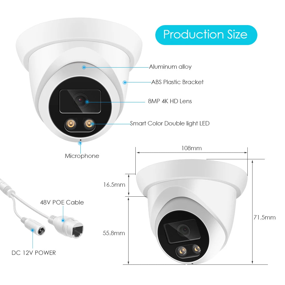 ASECAM 4K 8MP IP Camera Outdoor Audio