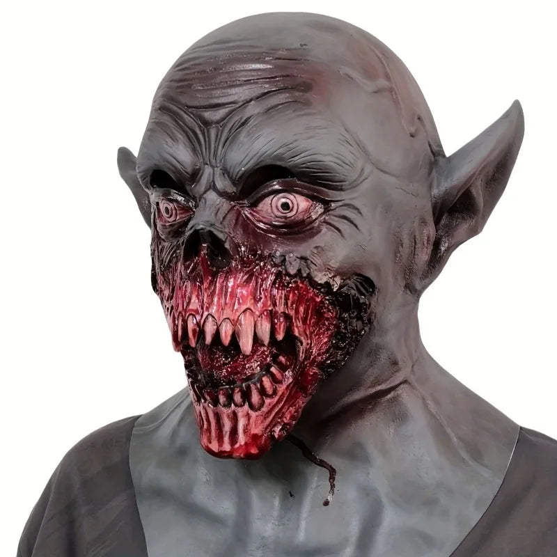 Realistic Vampire Horror Mask – Bloody Demon Zombie Full-Head & Neck Latex Mask for Halloween Cosplay