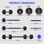 PORIYA 20kg 40kg Dumbbell Set Adjustable Barbell Kettlebell Home Gym Fitness