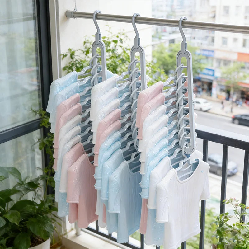 9-Hole Clothes Hanger Organizer Wardrobe Space Saving Storage Hanger for Clothes Folding Magic Hangers Closet Drying Racks Home