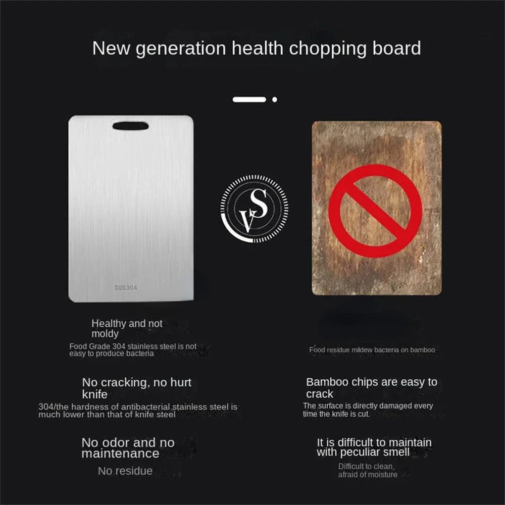 KitchenAed 316 Stainless Steel Panel and Chopping Board Kitchen Household Thickened Double Sided Cutting Board Block Kneading Dough Board