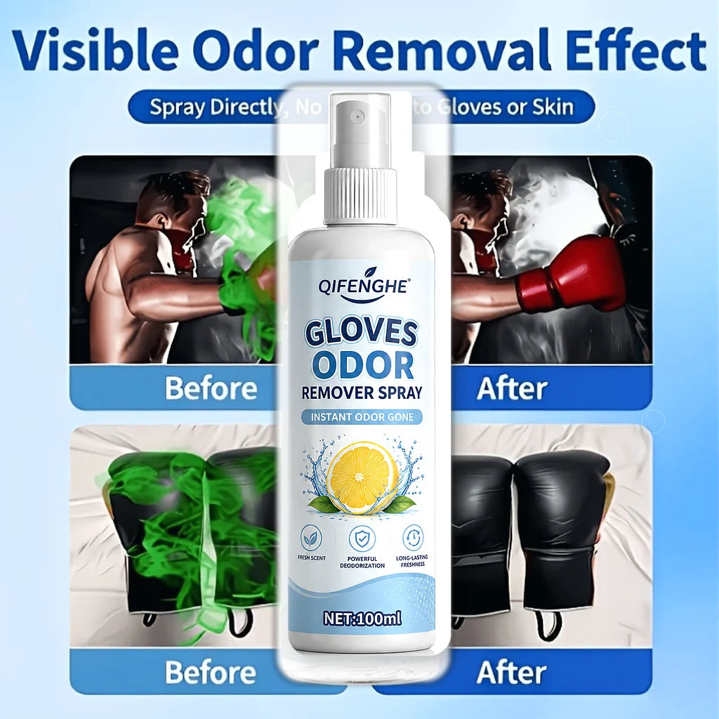 Boxing Glove Deodorant Spray, All-In-One Sports Equipment Odor Eliminator for Taekwondo Guards, Punching Bags, Hockey Gear & Lea
